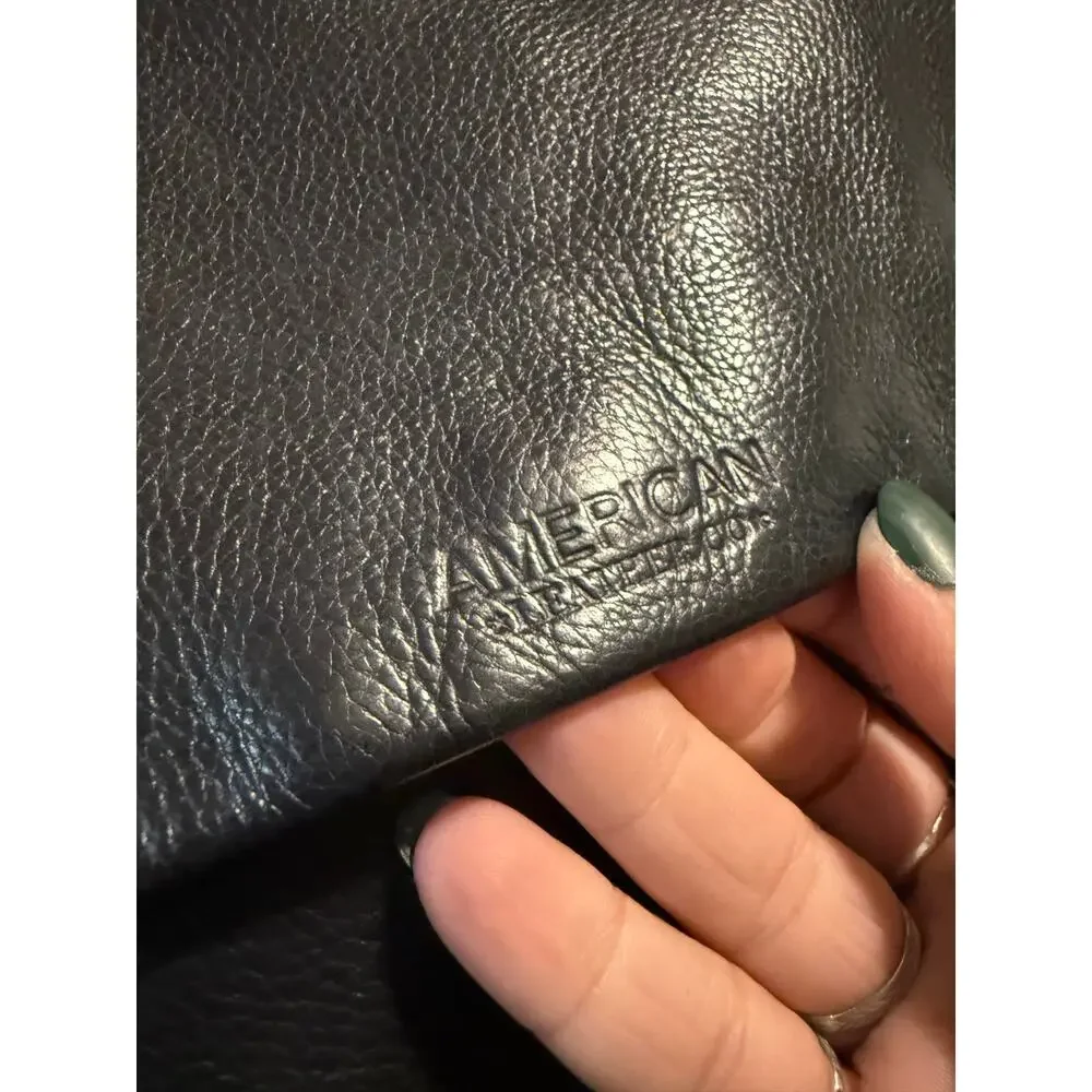 American Leather Co. Backpack Black Fold Over Leather Mini 12” Classic Bag